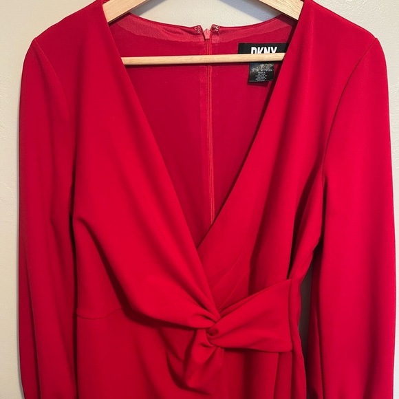 DKNY Long-Sleeve Surplice-Neck Faux-Wrap Dress - Picture 5 of 15